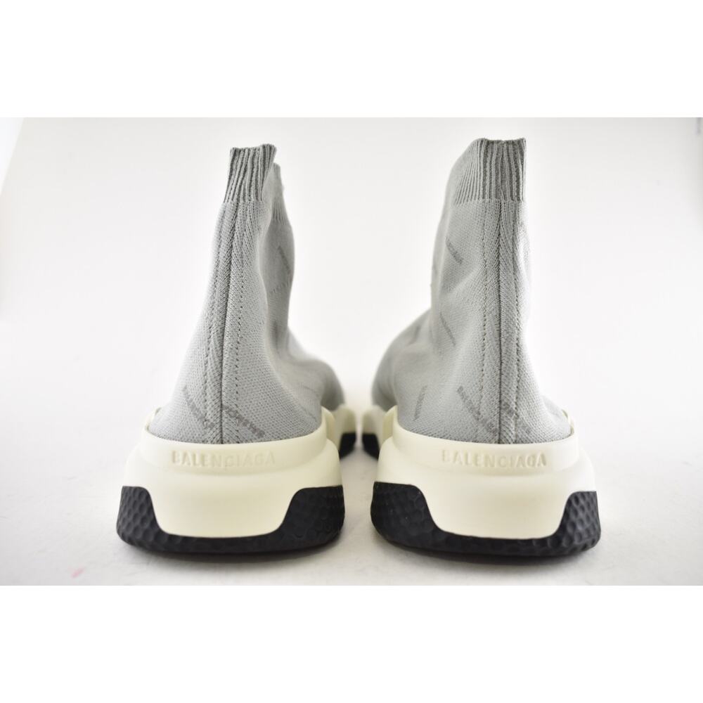 Balenciaga Mens Speed Sock Grey Reflective All Over Logo High Top Sneaker 44 11 - Picture 11 of 12